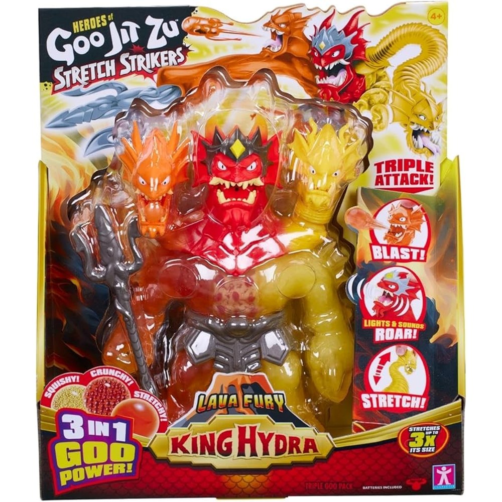 Goojitzu Stretch Strikers King Hydra Figürü GJT56000 | 3 Başlı Işıklı, Sesli ve Top Fırlatmalı Süper Esnek Kahraman 4 Yaş ve Üzeri Çocuklar İçin