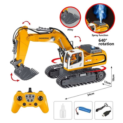 Mx Uzaktan Kumandalı Ekskavatör 2.4 Ghz 11 Kanal Işıklı USB Şarjlı Full Fonksiyon 34 Cm