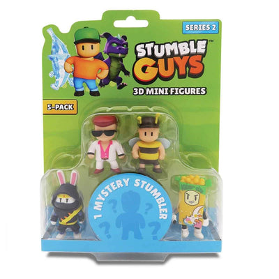 Stumble Guys 5’li Mini Figür Seti S2 Furiken içeren 3D mini figürler 5'li paket, çocuklar için eğlenceli oyuncak seti.