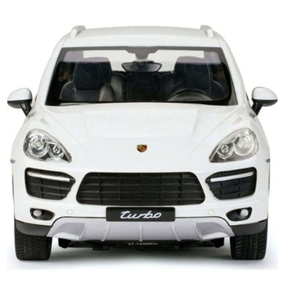 Rastar Porsche Cayenne Turbo Uzaktan Kumandalı Araba beyaz renkli detaylı modelin ön görünümü.