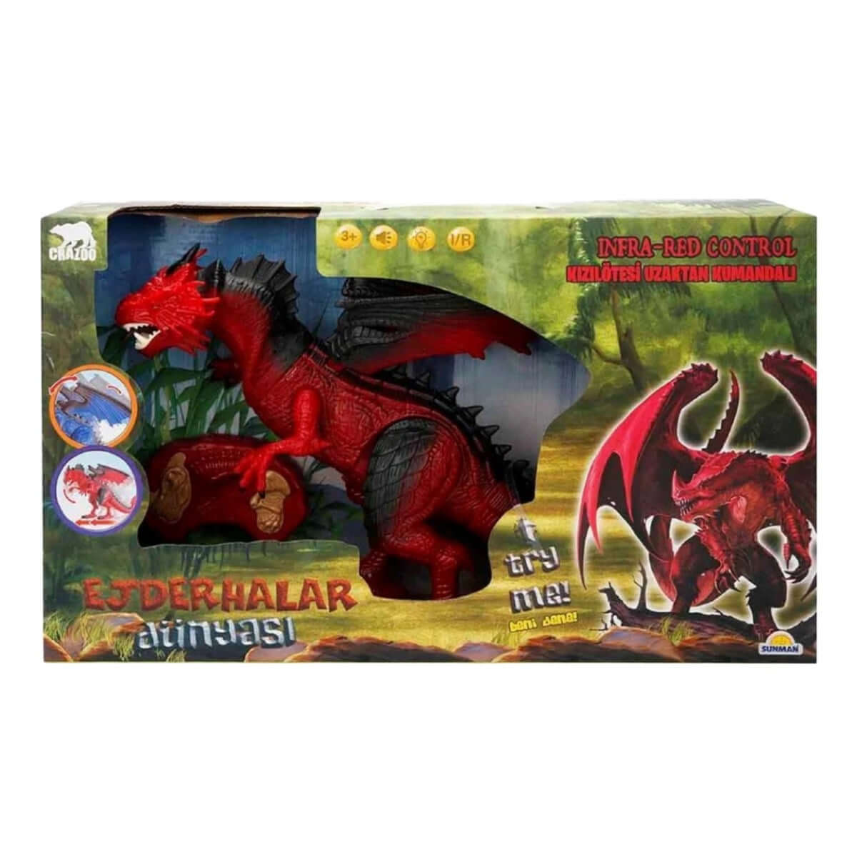 Crazoo Uzaktan Kumandalı Sesli ve Işıklı Dragon 50 Cm