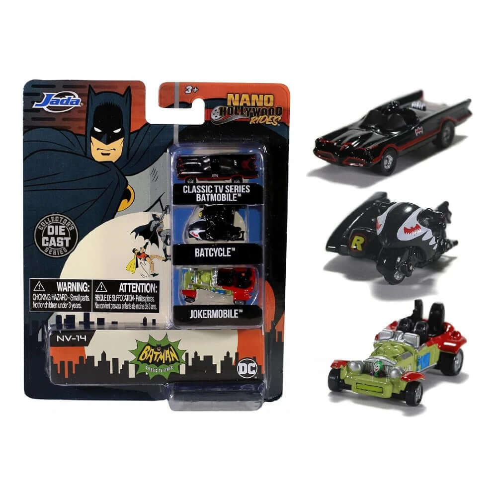Jada Nano Hollywood Rides Batmobile Batcycle Jokermobile