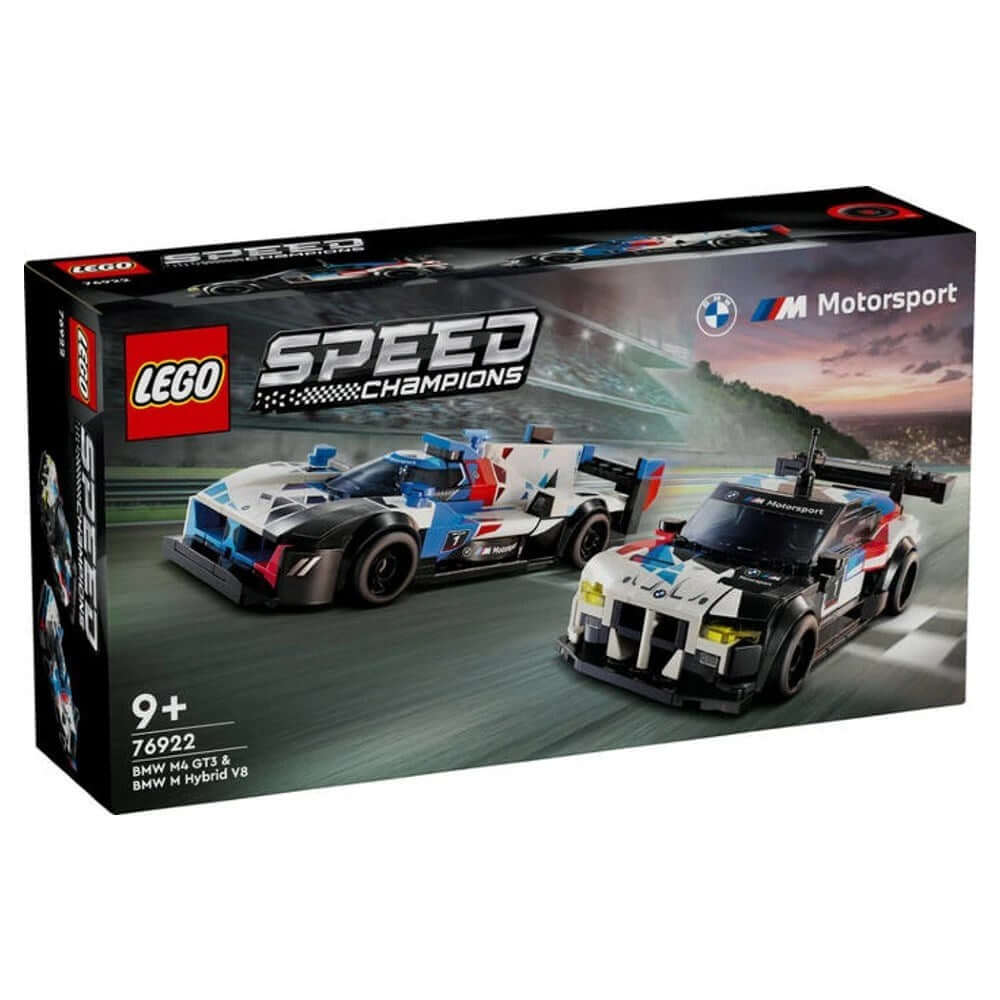 LEGO Speed Champions BMW M4 GT3 & BMW M Hybrid V8 76922 İki BMW yarış arabasının yer aldığı kutu.