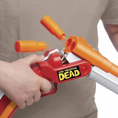 Air Warriors The Walking Dead Rick's Shotgun 66 cm Çift Namlulu, Gerçekçi Kırma Mekanizmalı, Kovan Fırlatma Özellikli Lisanslı Dart Atan Silah - Roket Oyuncak