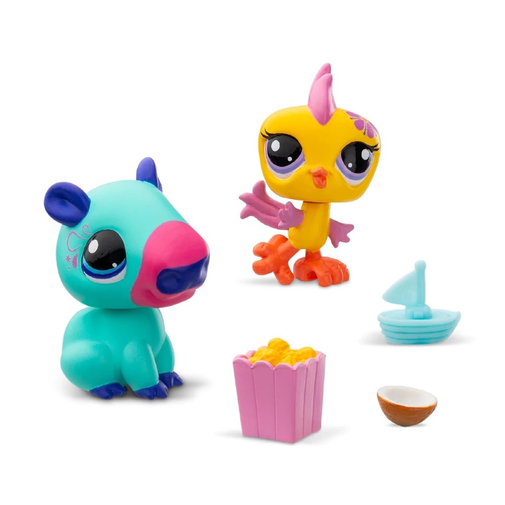 Littlest Pet Shop Minişler 2’li Figür Seti S2 Kapibara ve Kuş, renkli figürler ve aksesuarlarla birlikte.
