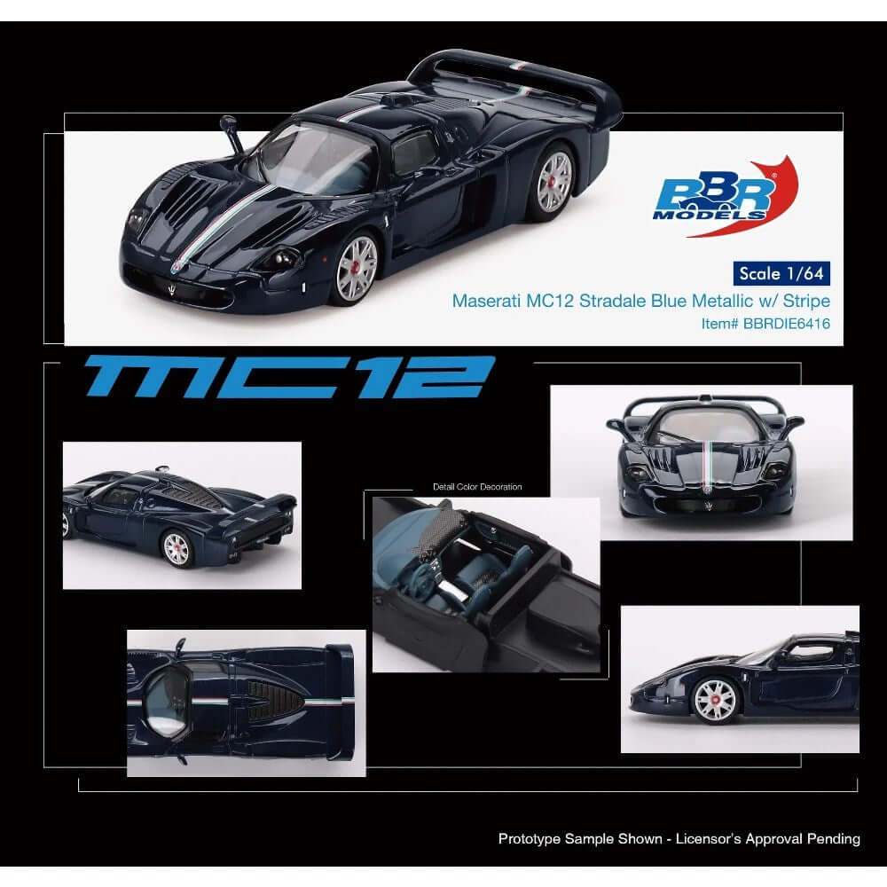 BBR Models Maserati MC12 Stradale Blue Metallic w Stripe - Roket Oyuncak