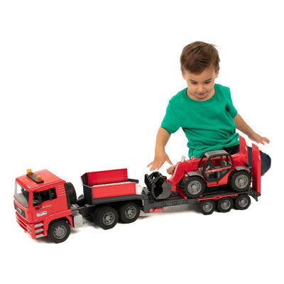 Bruder MAN TGA Manitou Teleskopik Yükleyicili Tır 1:16 Ölçekli Premium ABS Plastik Dayanıklı Dev İş Makinesi Taşıyıcı Seti - Roket Oyuncak
