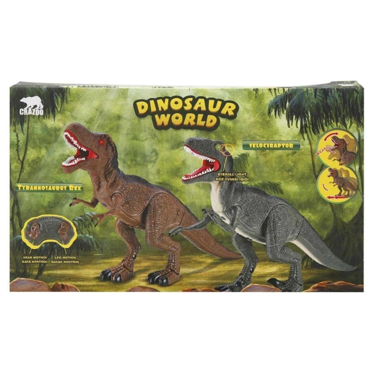 Crazoo Uzaktan Kumandalı Sesli ve Işıklı Dinozor 46 Cm Yeşil - Roket Oyuncak