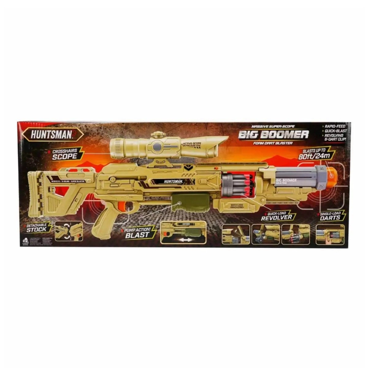 Huntsman Big Boomer Sünger Dart Atan Silah 16 Mermi 77 Cm Uzunluk 24 Metre Menzil - Roket Oyuncak