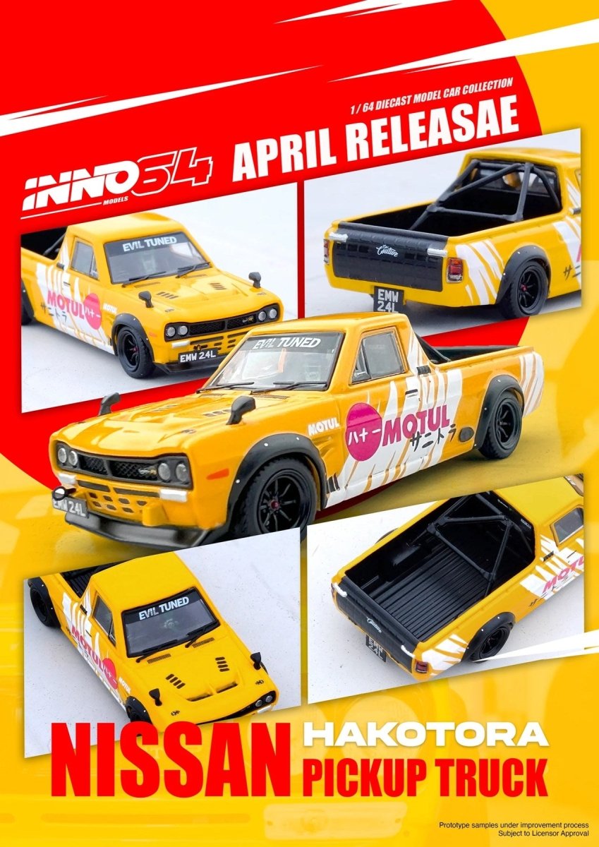 Inno64 1:64 Nissan Sunny Pick Up Truck Hakotora "MOTUL" Livery Diecast Model Araç (IN64-HKT-MOTUL) - Roket Oyuncak