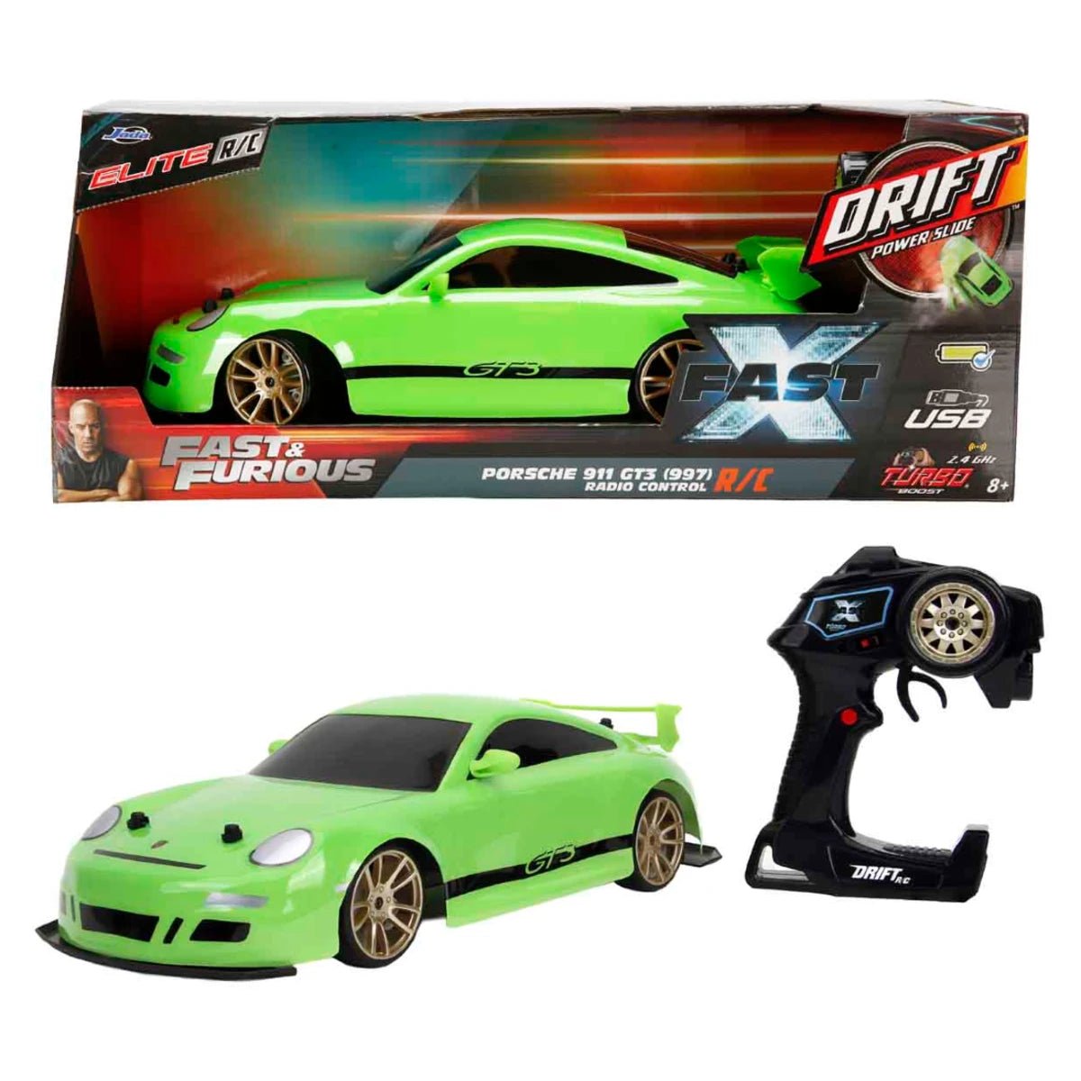 Jada 1:10 Fast & Furious Brian’s Porsche 911 Gt3 (997) USB Şarjlı Uzaktan Kumandalı Drift Araba - Roket Oyuncak
