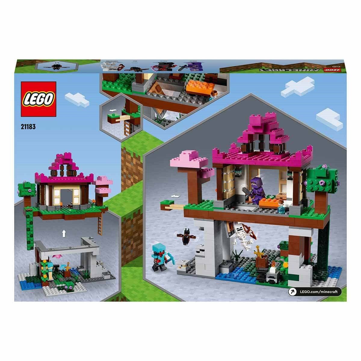 LEGO Minecraft Eğitim Alanı 21183 – Macera Oyunlarını Seven Çocuklar İçin Minecraft Evi Dojosu ve Mağara Oyuncağı İçeren Yapım Seti (537 Parça) - Roket Oyuncak