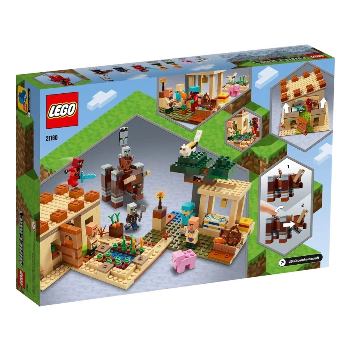 LEGO Minecraft Illager Saldırısı 21160 - Minecraft Oynamayı Seven Yaratıcı Çocuklar için Oyuncak Yapım Seti (562 Parça) - Roket Oyuncak