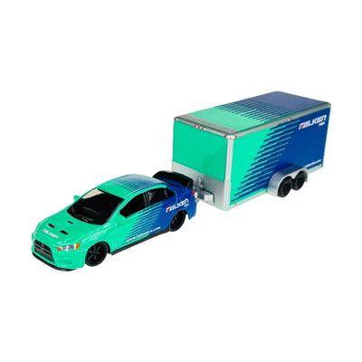 Maisto Design Tow Go Falken 2008 Lancer Evolution & Trailer - Roket Oyuncak