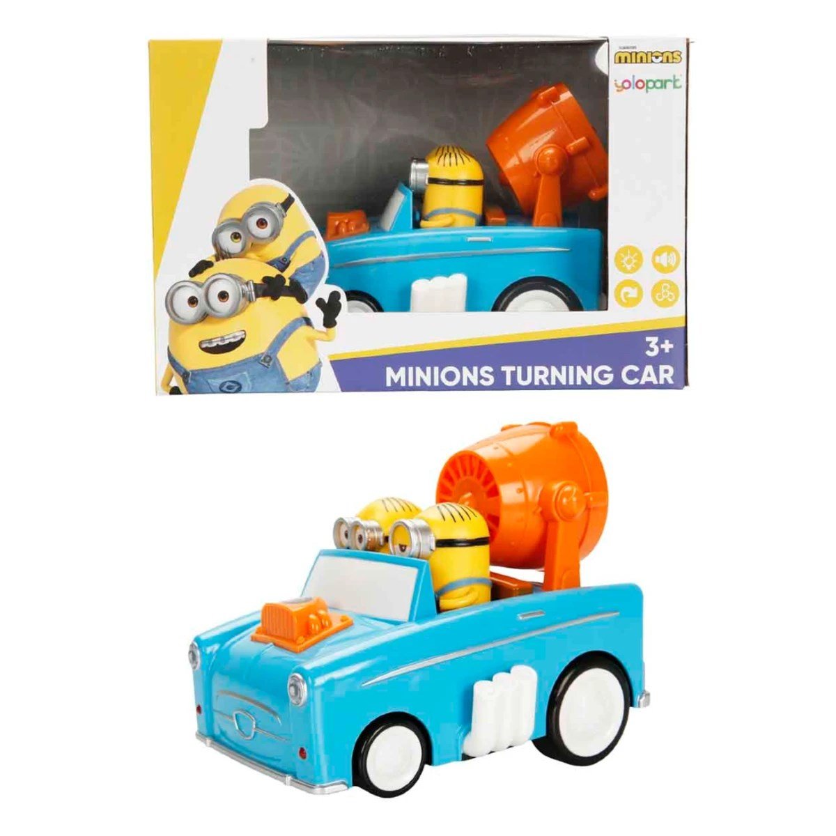 Minions Sesli ve Işıklı Figürlü Dönen Araba Bob & Stuart Karakterli 3 Mod ve Engel Tanımayan Eğlence - Roket Oyuncak