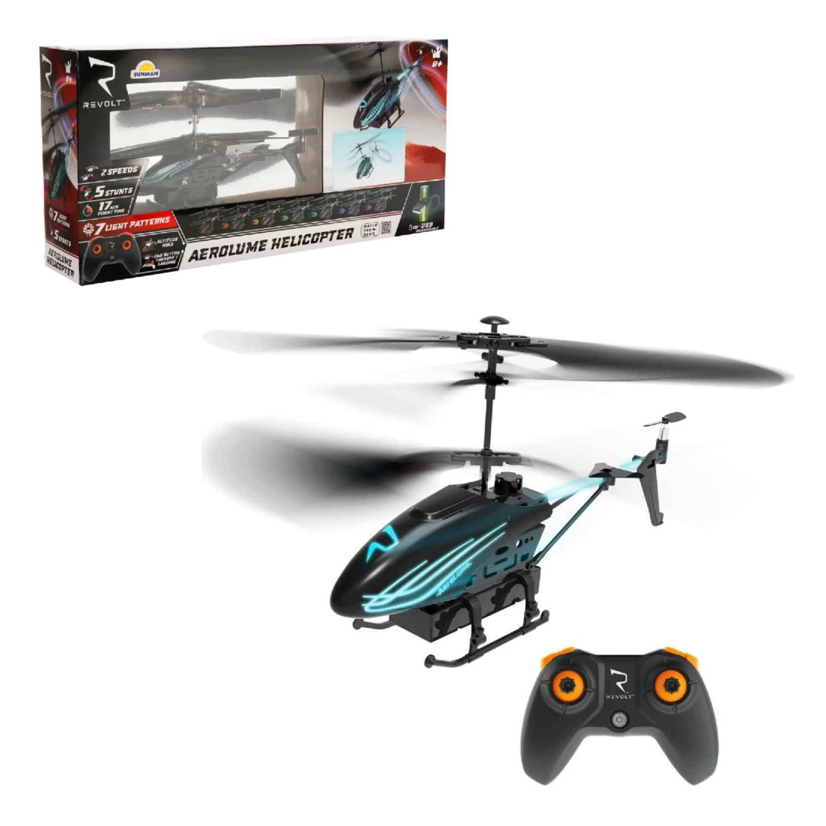 Revolt Aerolume 3 Kanal Işıklı Helikopter 7 Farklı Işık Modu, Otomatik Gezinme Özelliği ve 17 Dakika Kesintisiz Uçuş Süreli Uzaktan Kumandalı Hava Aracı - Roket Oyuncak