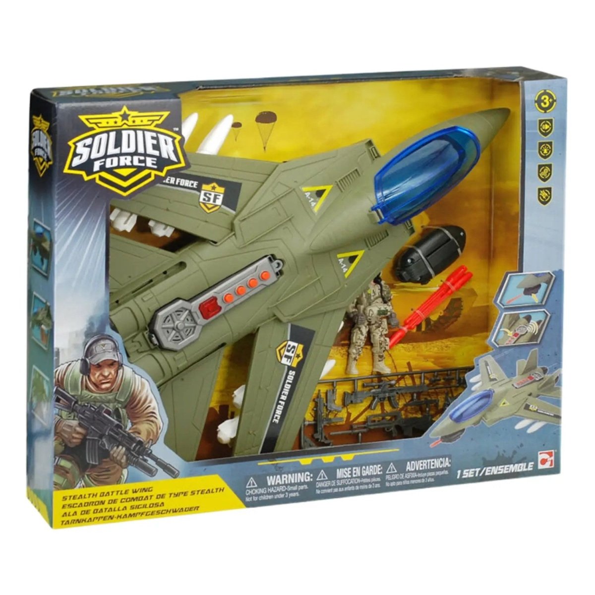 Soldier Force Air Hawk Attack: Sesli ve Işıklı Savaş Uçağı Oyun Seti (42 cm) - Roket Oyuncak