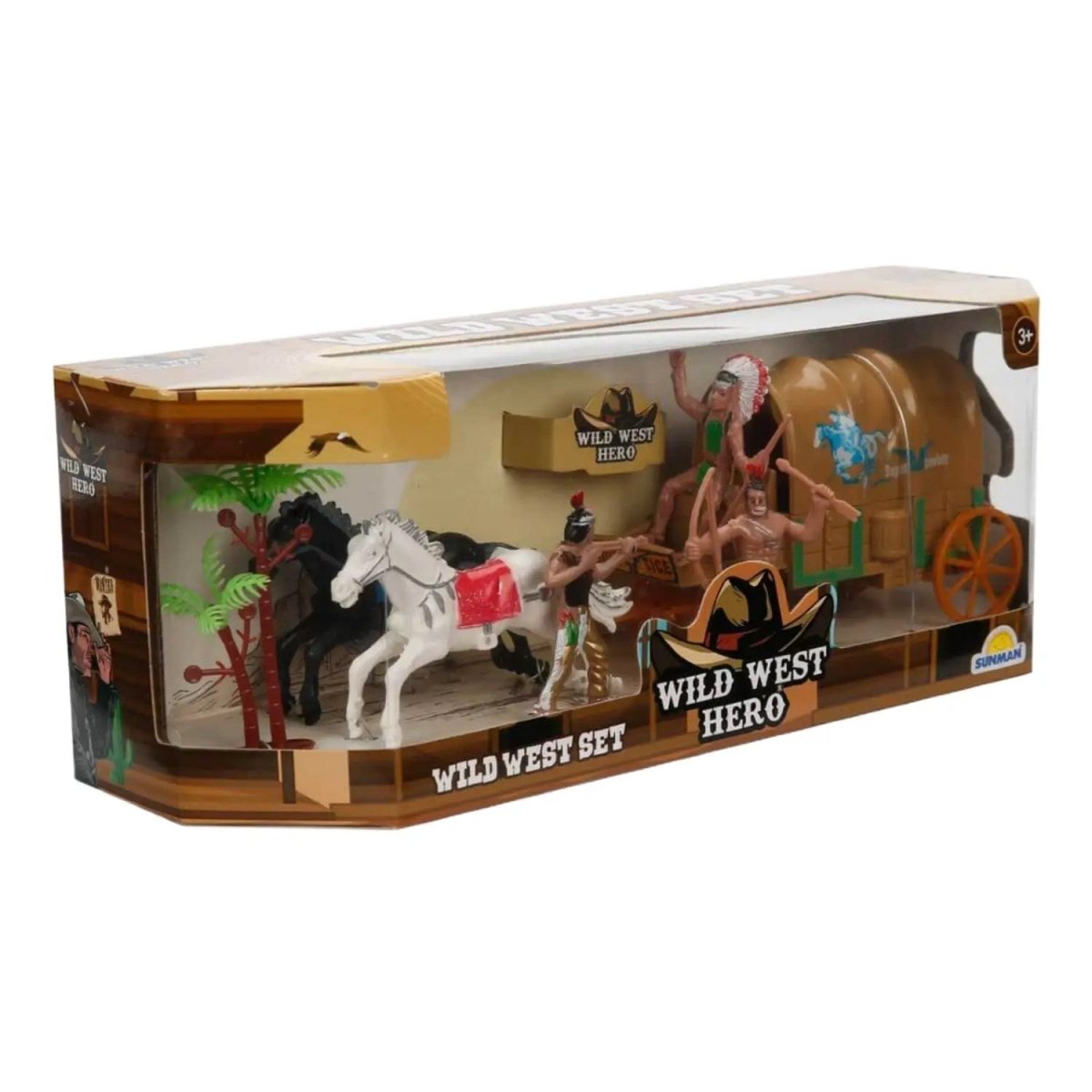Wild West Hero At Arabalı Kovboy Oyun Seti Beyaz At Oklu Kızılderili Ağaç - Roket Oyuncak