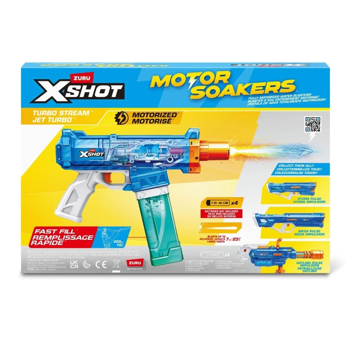XShot Fast - Fill Turbo Stream Motorlu Su Tabancası LED Işıklı Namlu, Tam Otomatik Atış ve 1 Saniyede Hızlı Dolum Teknolojili Su Blasteri - Roket Oyuncak