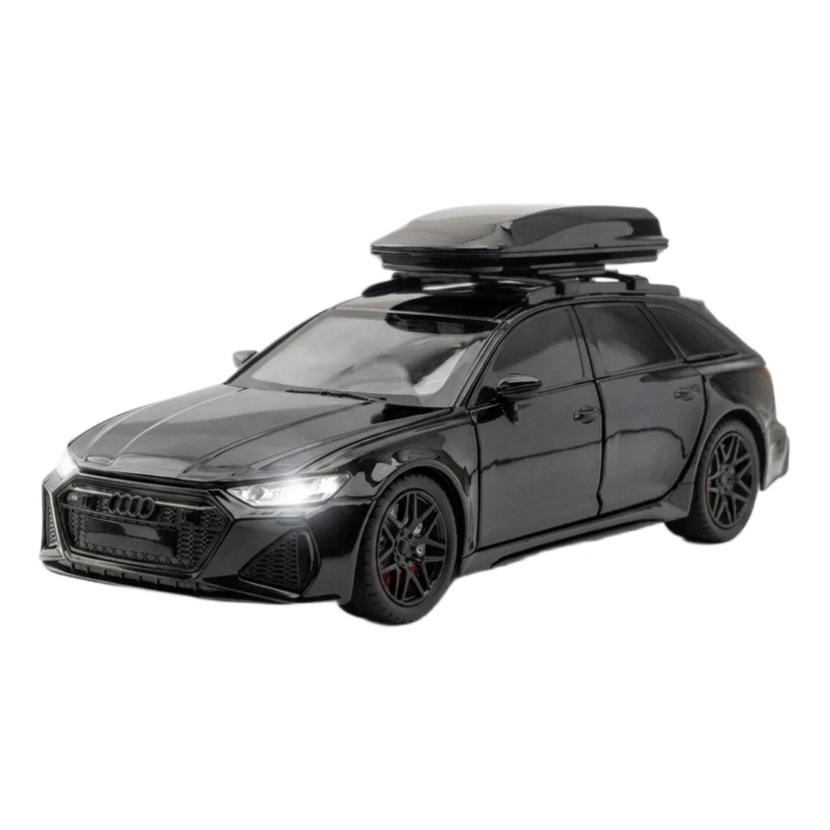 1:24 Audi RS6 Metal Model Araba Sesli Işıklı ve Hareketli Siyah - Roket Oyuncak