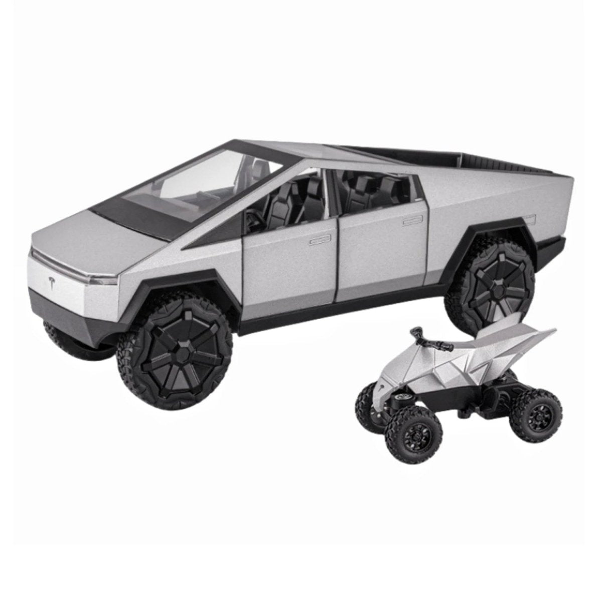 1:24 Cybertruck Metal Model Araba Sesli Işıklı ve Hareketli Gri - Roket Oyuncak