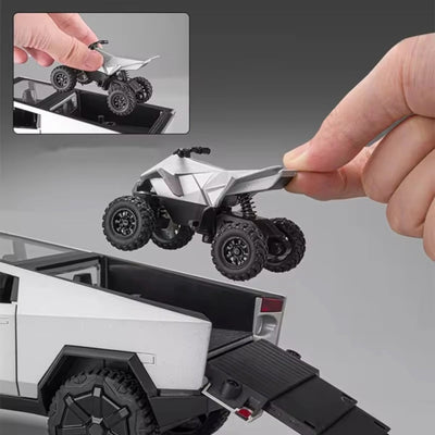 1:24 Cybertruck Metal Model Araba Sesli Işıklı ve Hareketli Gri - Roket Oyuncak
