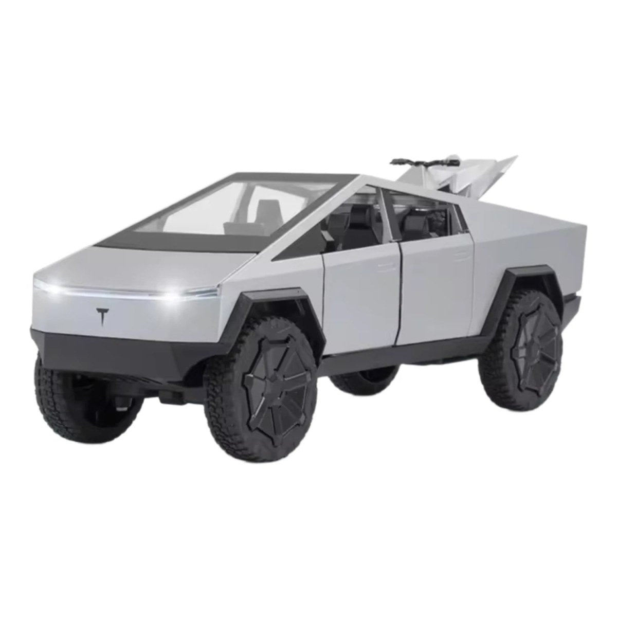 1:24 Cybertruck Metal Model Araba Sesli Işıklı ve Hareketli Gri - Roket Oyuncak
