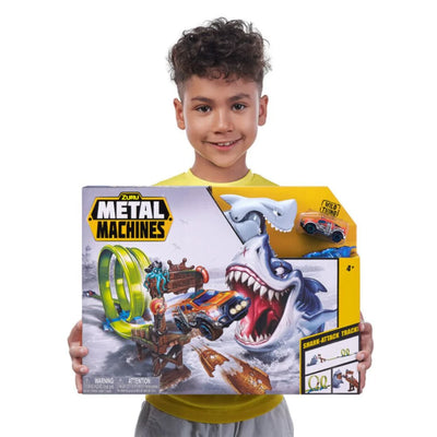 Metal Machines S1 Shark Oyun Seti Dev Köpekbalığı Engelli, 360° Döngü Rampalı ve Wild Thing Fırlatıcılı Aksiyon Yarış Seti
