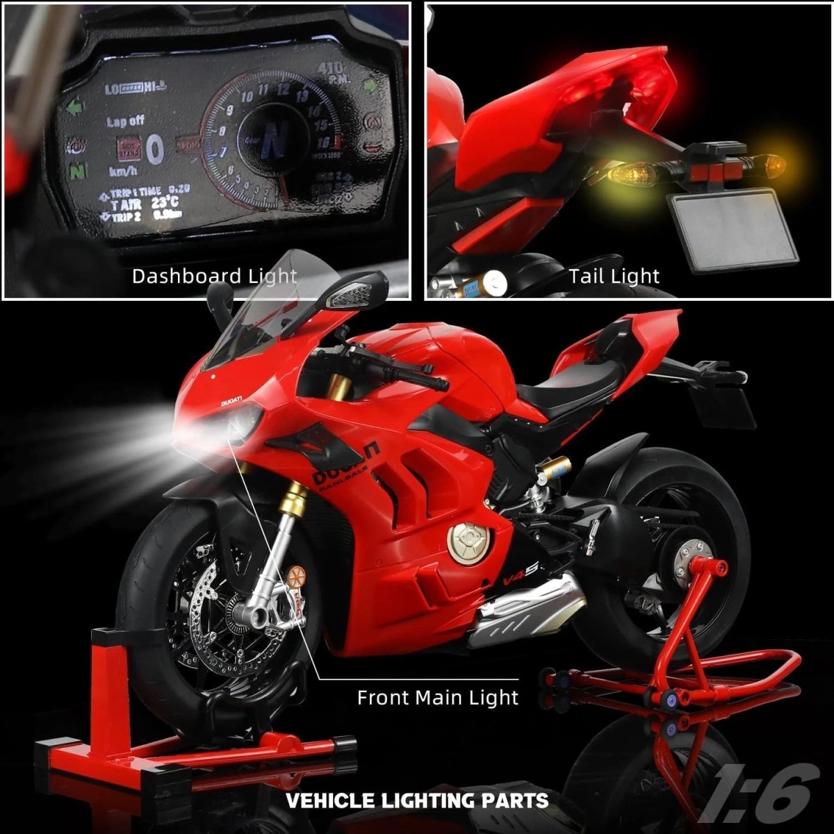 1:6 Ducati Panigale V4 SP2 Model Motosiklet Sesli Işıklı ve Hareketli - Roket Oyuncak