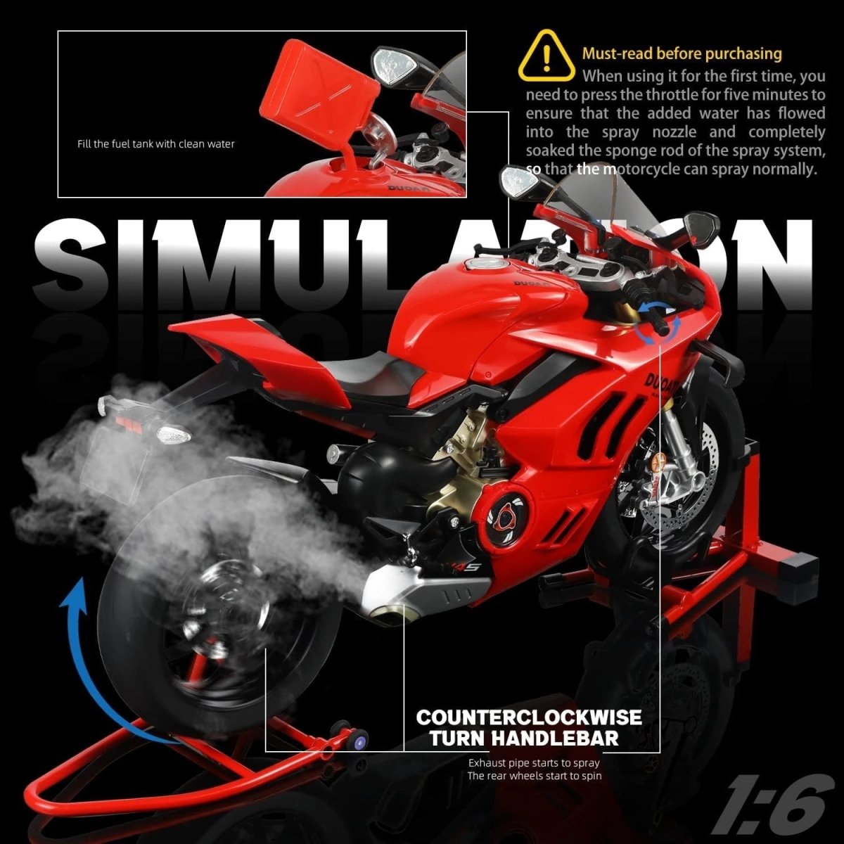 1:6 Ducati Panigale V4 SP2 Model Motosiklet Sesli Işıklı ve Hareketli - Roket Oyuncak