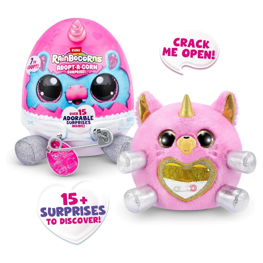 Rainbocorns Adaptacorn Sevimli Sürpriz Yavru Rosie | 3 Yaş ve Üzeri Kız Çocukları İçin 15+ Sürprizli Peluş Yumurta Seti