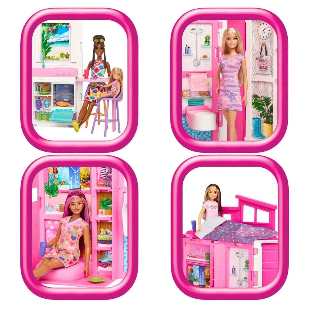 Barbie Portatif Tatil Evi Bebek ve Oyun Seti HRJ77