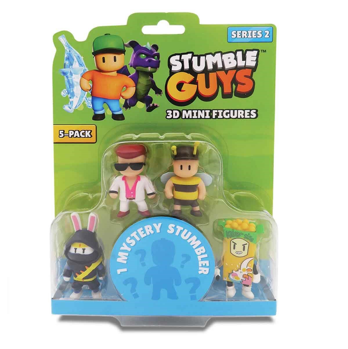 Stumble Guys 5’li Mini Figür Seti S2 Furiken içeren 3D mini figürler 5'li paket, çocuklar için eğlenceli oyuncak seti.