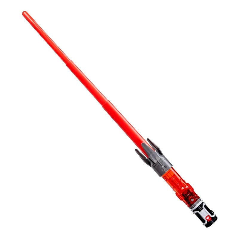 Star Wars Power The Force Işın Kılıcı Darth Maul, çift taraflı kırmızı bıçağı ve parçalı tasarımıyla.