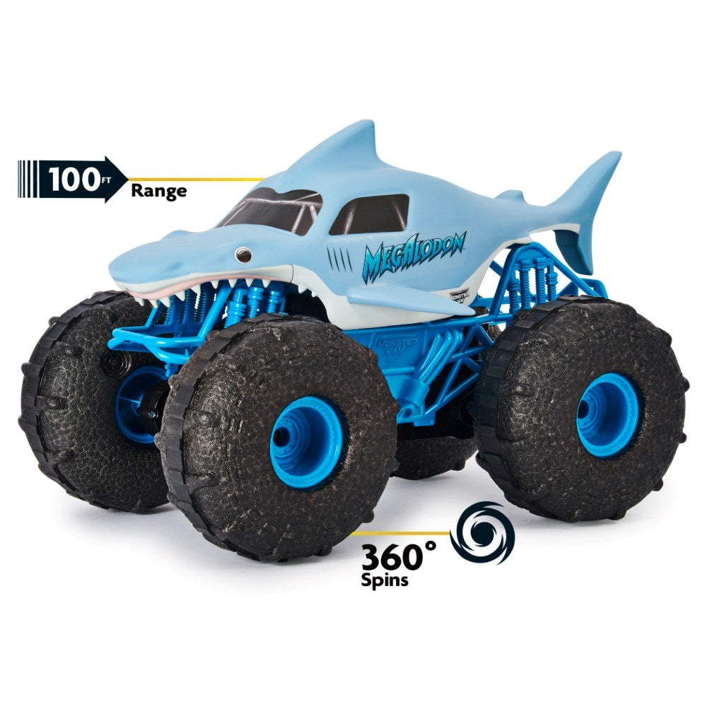 Monster Jam Megalodon Storm Uzaktan Kumandalı Araba, 100 ft menzil, 360 derece döner, gerçek canavar arabadır.