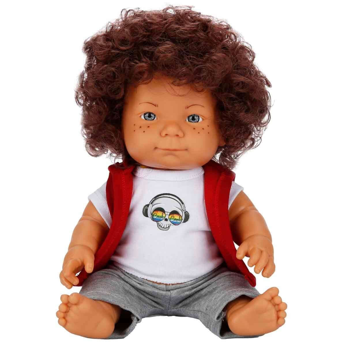 Dollz n More Curly Bebek 35 Cm Kurukafa Tişörtlü