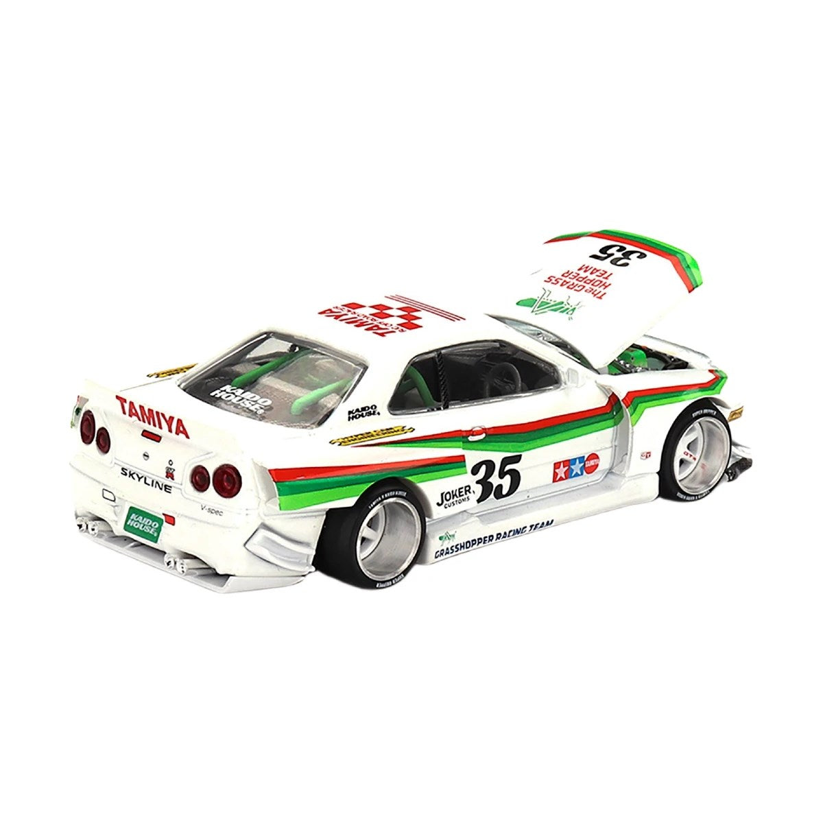 Mini GT Kaido House Nissan Skyline GT R R34 The Grasshopper