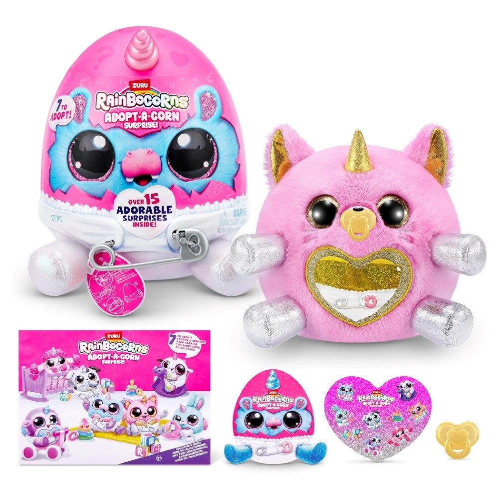 Rainbocorns Adaptacorn Sevimli Sürpriz Yavru Rosie | 3 Yaş ve Üzeri Kız Çocukları İçin 15+ Sürprizli Peluş Yumurta Seti