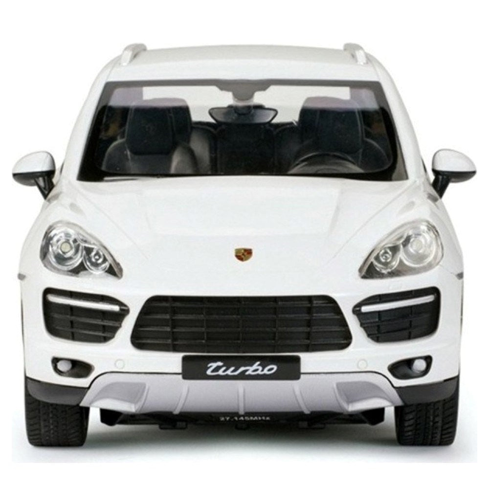 Rastar Porsche Cayenne Turbo Uzaktan Kumandalı Araba beyaz renkli detaylı modelin ön görünümü.