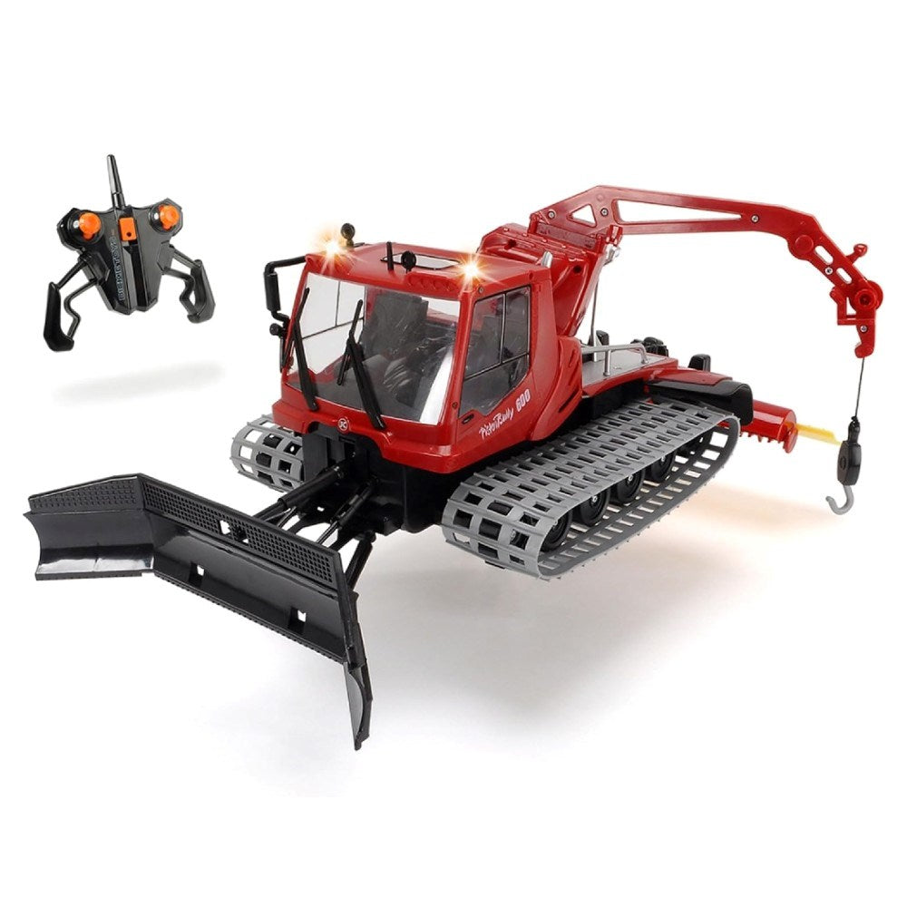 Dickie Pistenbully 600 RTR Uzaktan Kumandalı İş Makinası kırmızı model, kar küreyici ve pist temizleyici detayları.
