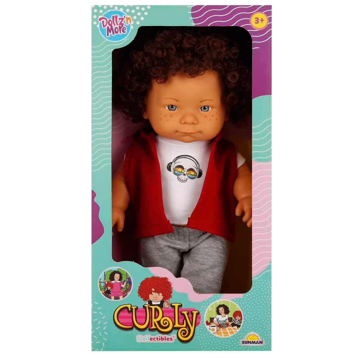 Dollz n More Curly Bebek 35 Cm Kurukafa Tişörtlü