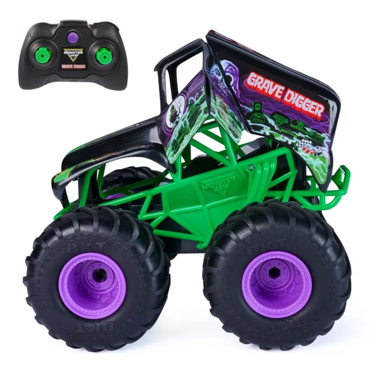 Monster Jam Smash 'n Bash Grave Digger Uzaktan Kumandalı Canavar Kamyon 1:15 Ölçekli, Çarpışmada Deforme Olan ve Otomatik Onarılan Şarjlı RC Kamyon