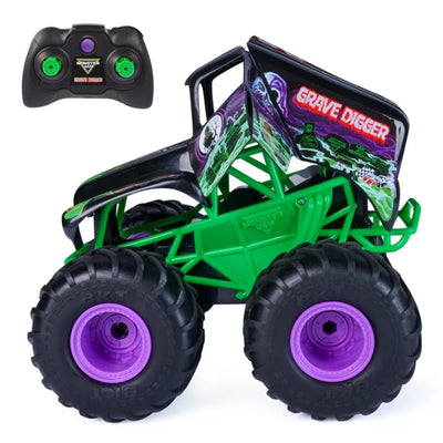 Monster Jam Smash 'n Bash Grave Digger Uzaktan Kumandalı Canavar Kamyon 1:15 Ölçekli, Çarpışmada Deforme Olan ve Otomatik Onarılan Şarjlı RC Kamyon