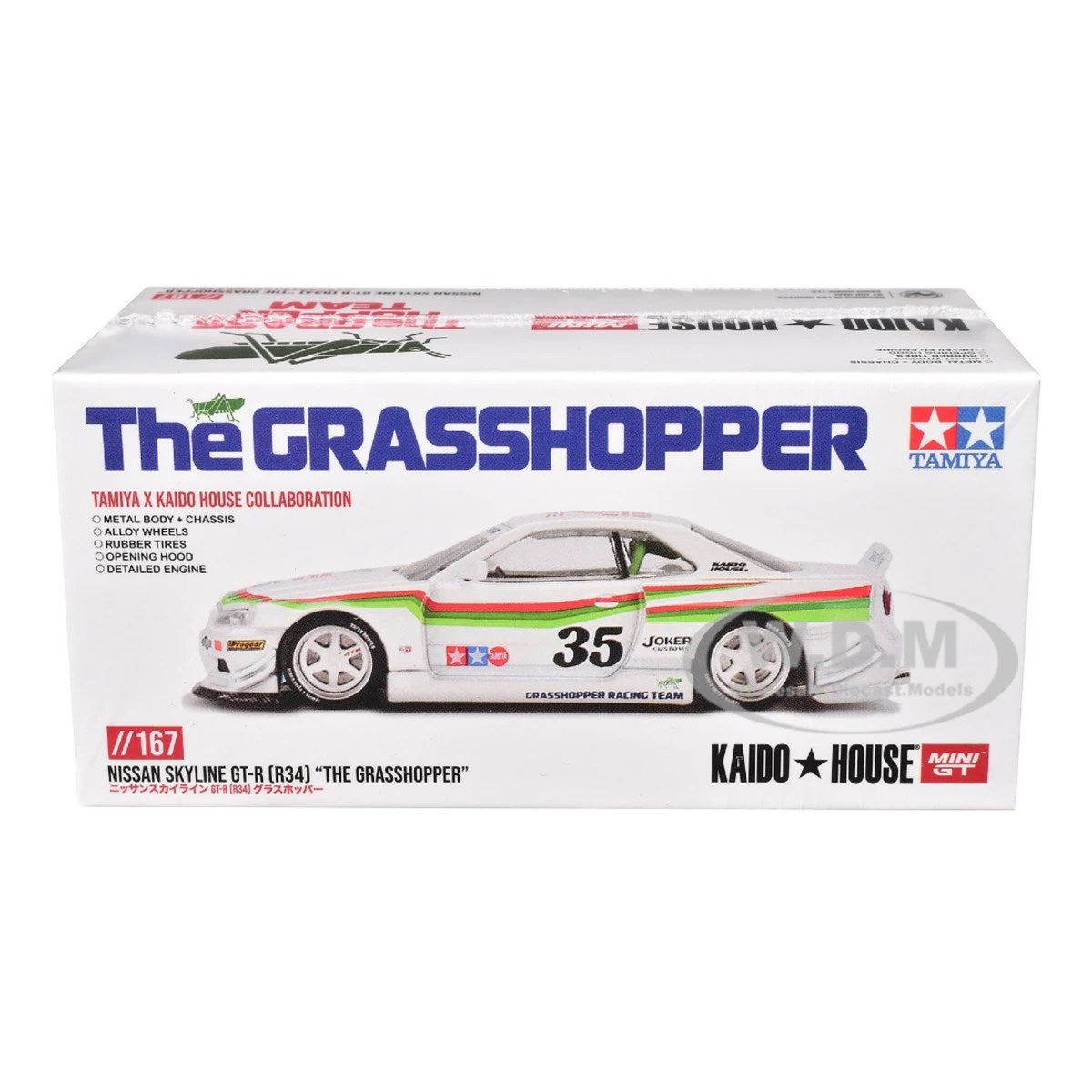 Mini GT Kaido House Nissan Skyline GT R R34 The Grasshopper
