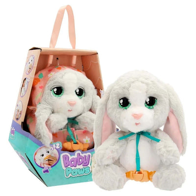 Baby Paws Sesli Tavşan 20 Cm Pelüş in colorful packaging with a cute gray bunny plush toy.