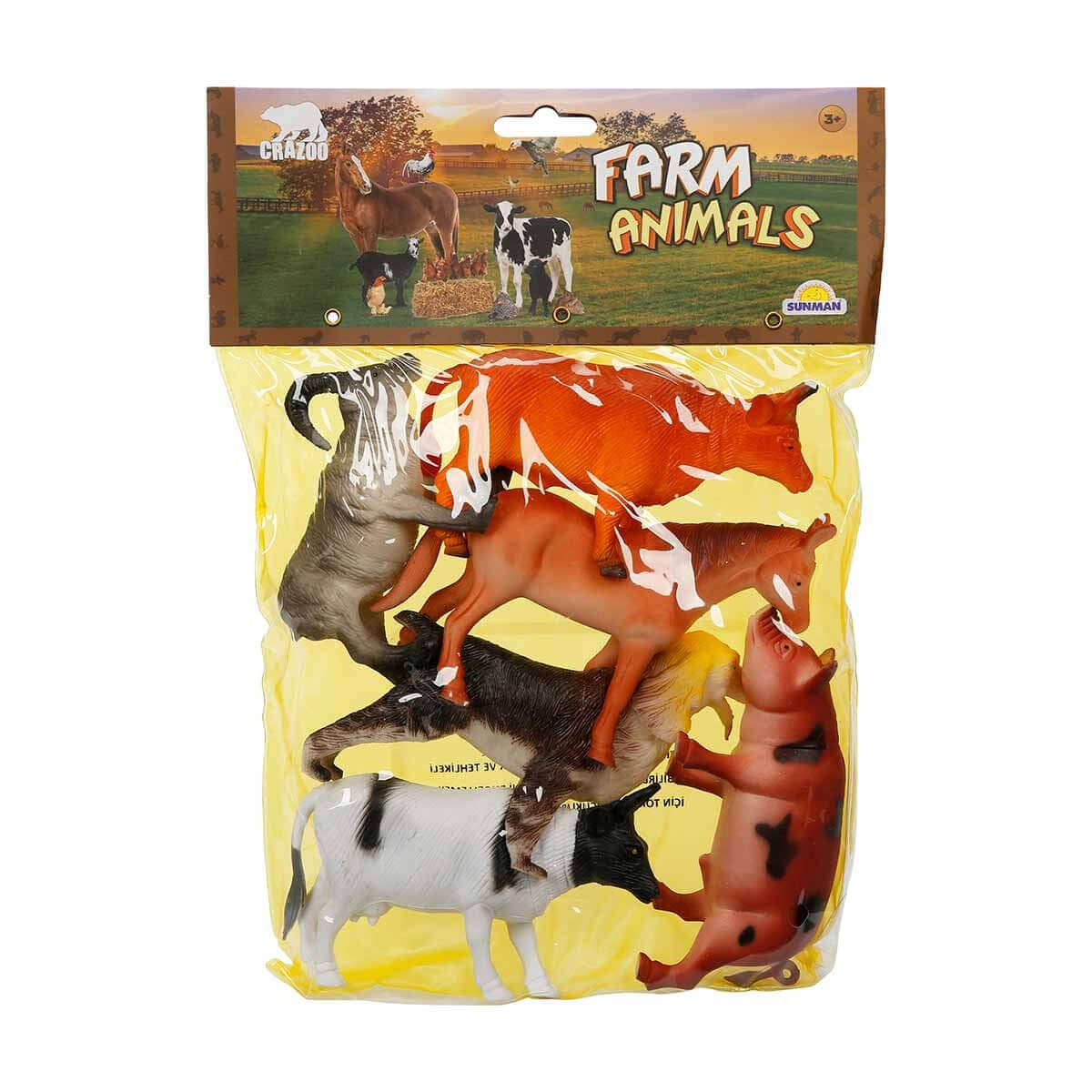 Crazoo Çiftlik Hayvanları Büyük Poşetli 6'lı Figür Seti