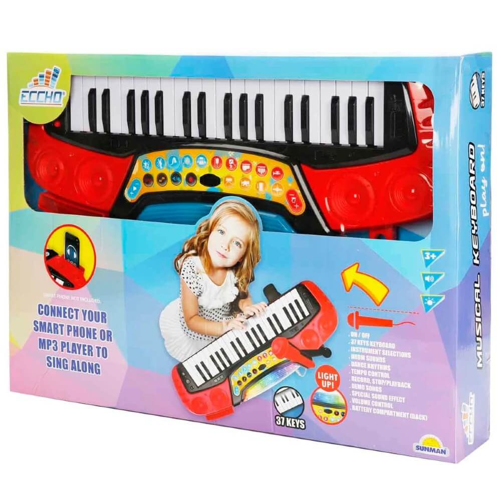 Eccho Müzikli ve Işıklı Mikrofonlu Elektronik Tabureli Org