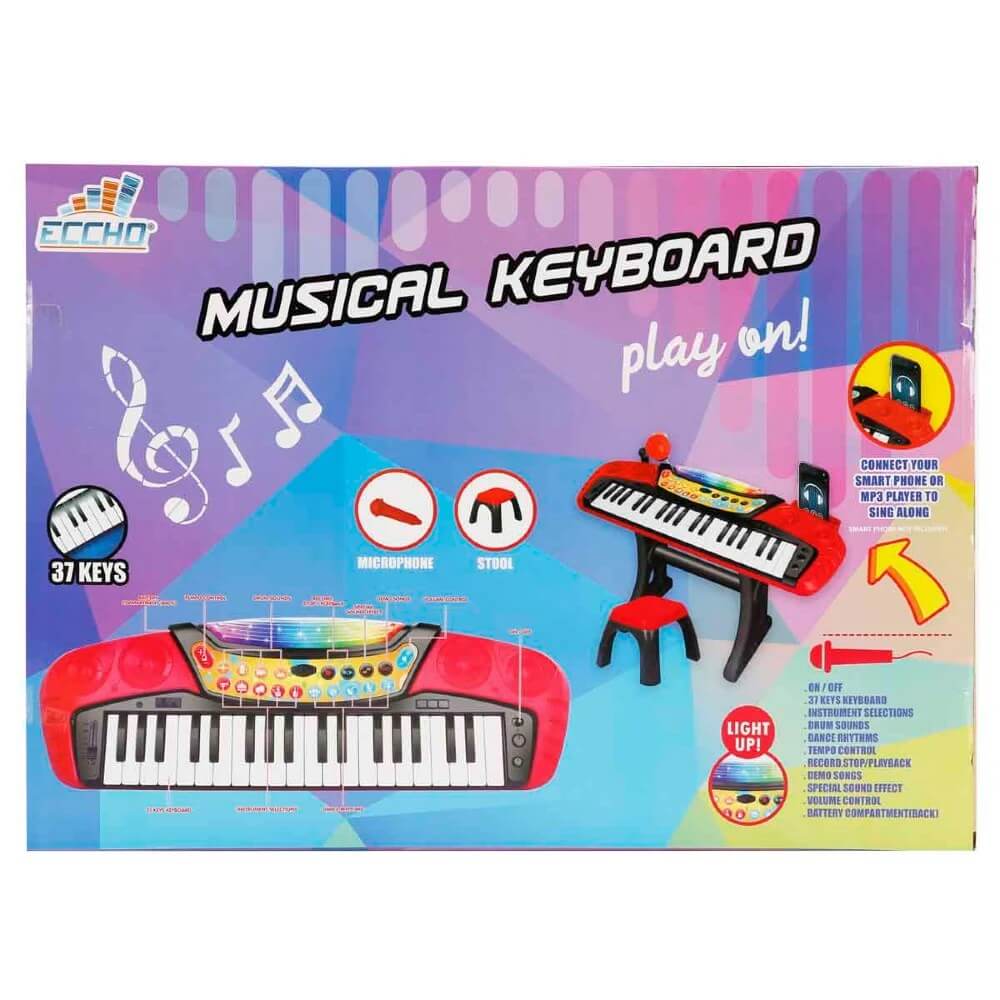 Eccho Müzikli ve Işıklı Mikrofonlu Elektronik Tabureli Org