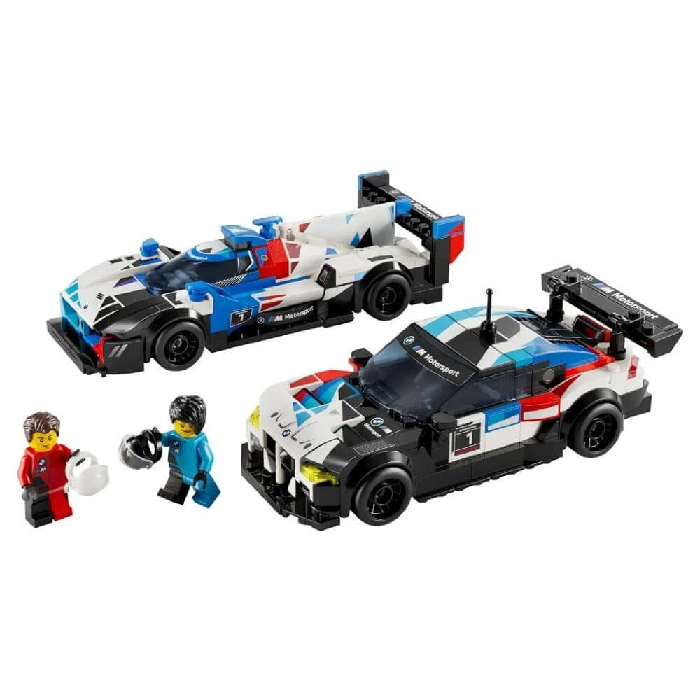 LEGO Speed Champions BMW M4 GT3 & BMW M Hybrid V8 76922 iki yarış arabası ve Lego mini figürleriyle.