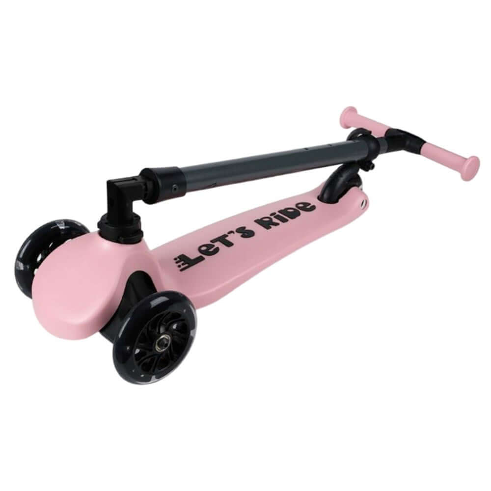 Let's Ride 3 Tekerlekli Katlanabilir Işıklı Scooter Pembe